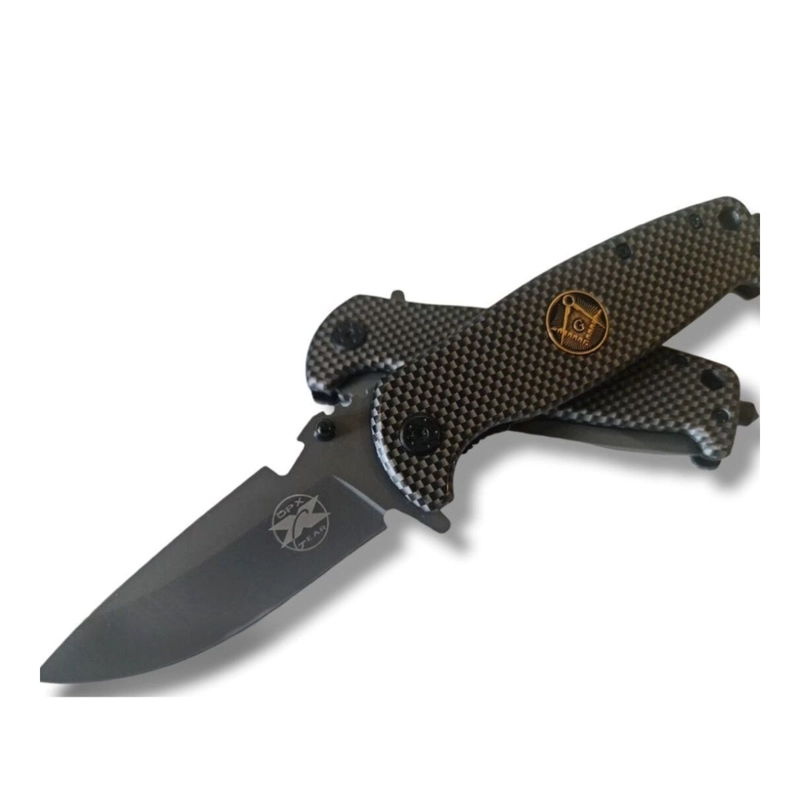 CUCHILLO PLEGABLE TIPO FIBRA CARBONO MASONERIA LOGIA - 3