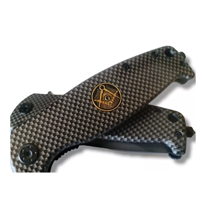 CUCHILLO PLEGABLE TIPO FIBRA CARBONO MASONERIA LOGIA - 5