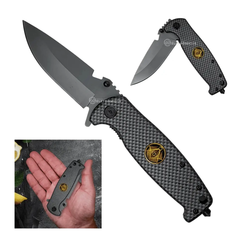 CUCHILLO PLEGABLE TIPO FIBRA CARBONO MASONERIA LOGIA - 6