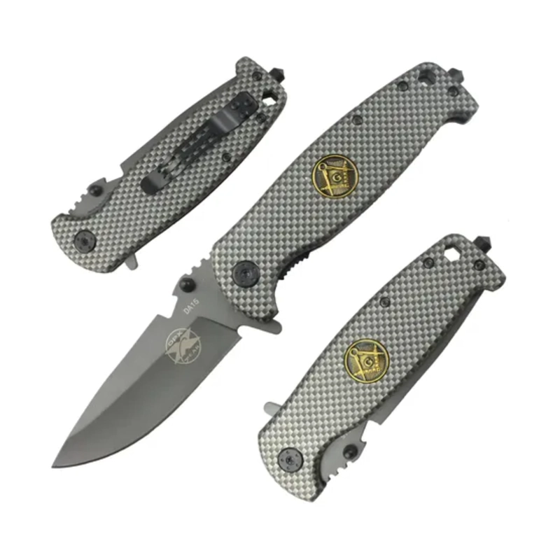 CUCHILLO PLEGABLE TIPO FIBRA CARBONO MASONERIA LOGIA - 7