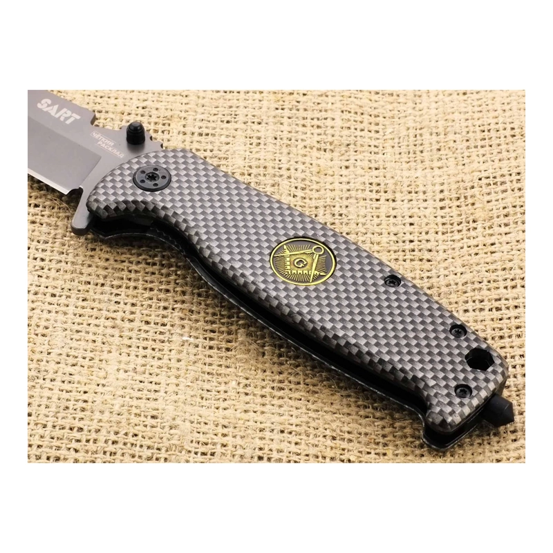 CUCHILLO PLEGABLE TIPO FIBRA CARBONO MASONERIA LOGIA - 8