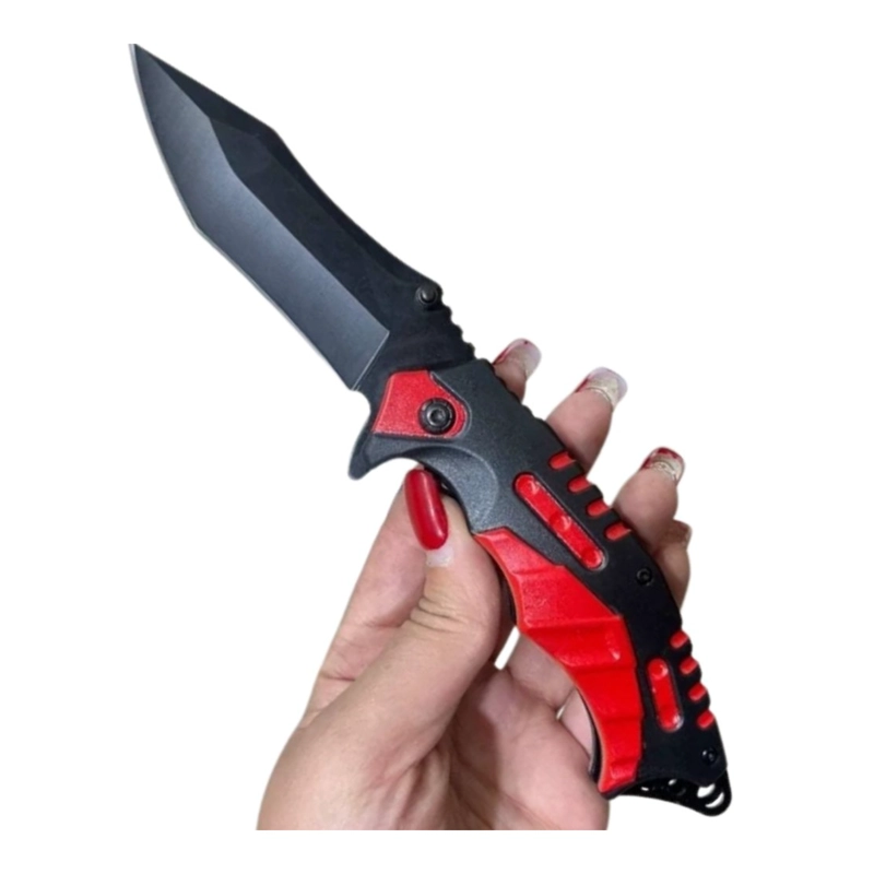 NAVAJA PLEGABLE BOLSILLO NEGRO ROJO 21,5 CM RED FROG - 2
