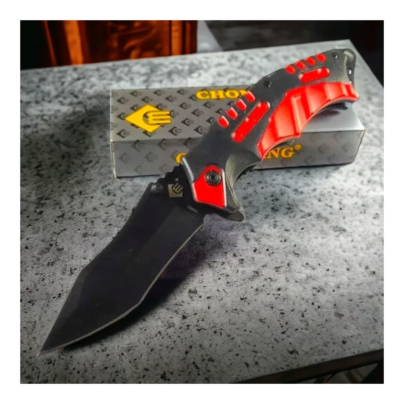 NAVAJA PLEGABLE BOLSILLO NEGRO ROJO 21,5 CM RED FROG - 7