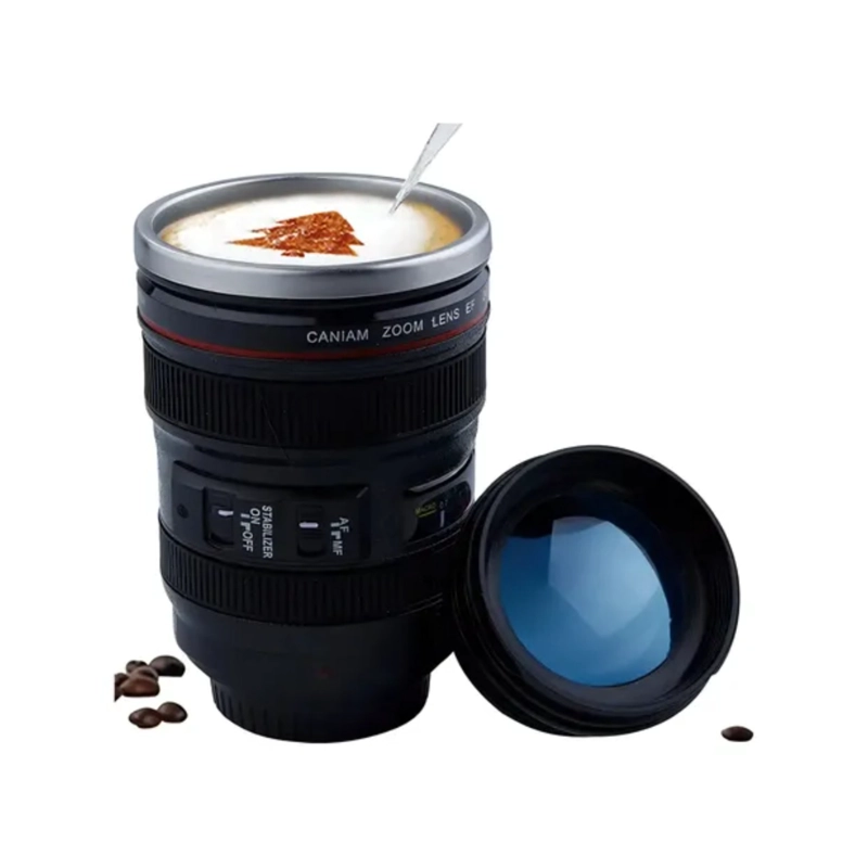 TAZA TERMICA LENTE CAMARA ACERO INOXIDABLE MUG - 1