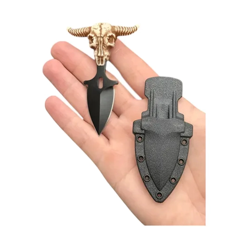 CUCHILLO MINIATURA CALAVERA CON CADENA COLLAR - 2