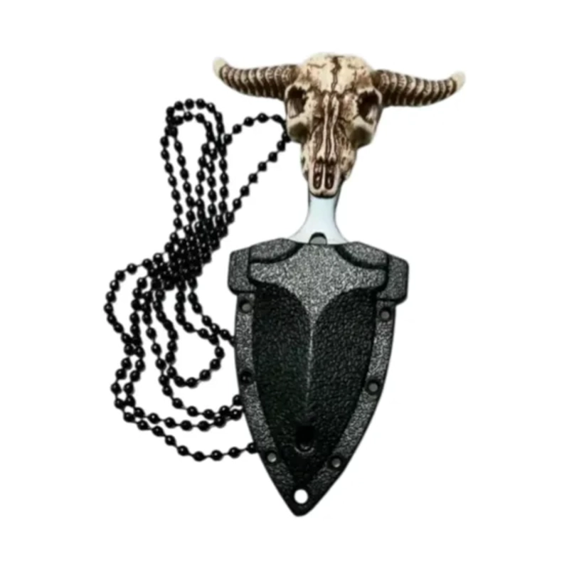 CUCHILLO MINIATURA CALAVERA CON CADENA COLLAR - 3