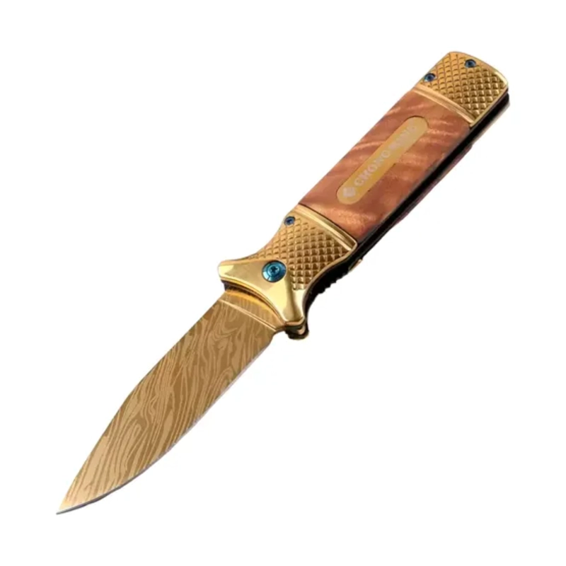 NAVAJA PLEGABLE BOLSILLO DORADO MADERA GOLD SPRING - 2