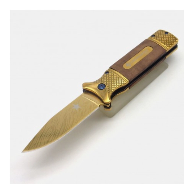 NAVAJA PLEGABLE BOLSILLO DORADO MADERA GOLD SPRING - 3