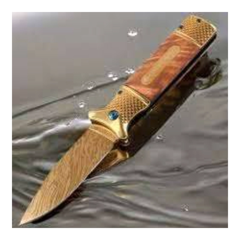 NAVAJA PLEGABLE BOLSILLO DORADO MADERA GOLD SPRING - 5
