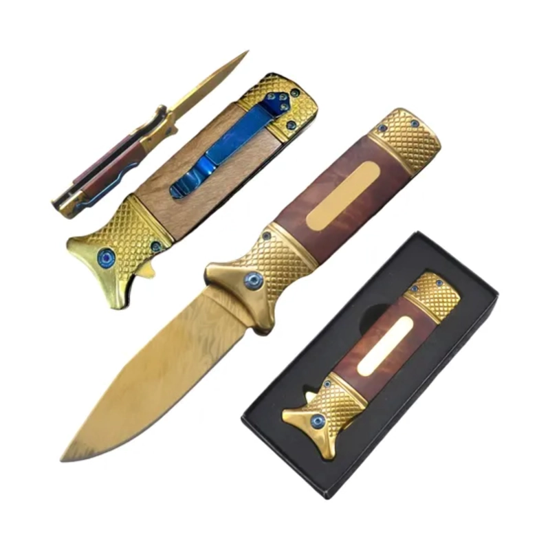 NAVAJA PLEGABLE BOLSILLO DORADO MADERA GOLD SPRING - 6