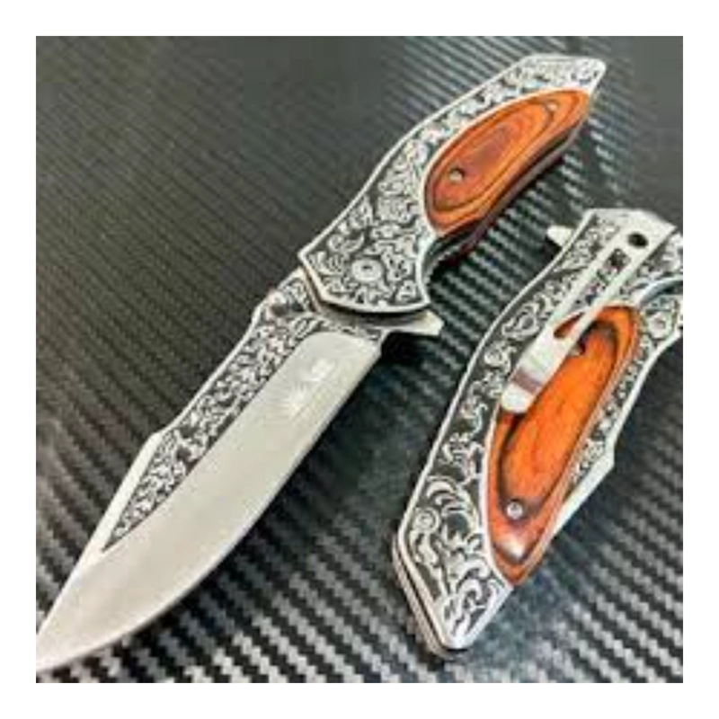 NAVAJA PLEGABLES MADERA GRABADO FLORAL ESPARTACUS - 9