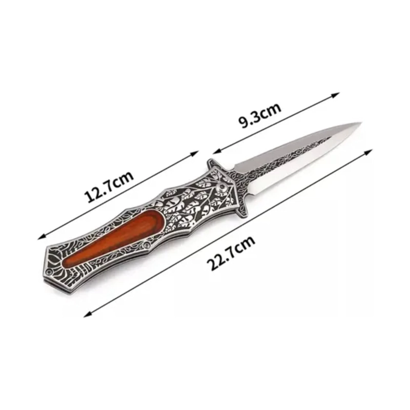NAVAJA PLEGABLE MADERA GRABADO DARTAÑAN - 4