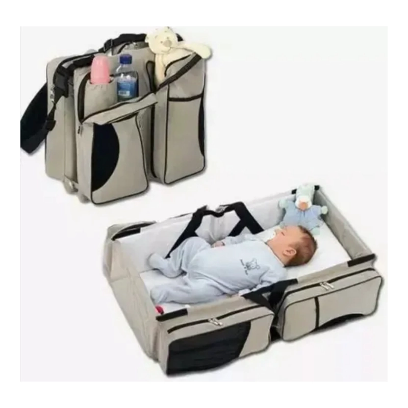 BOLSO PAÑALERA CUNA CAMBIADOR 3EN1 BEBE PORTATIL BEIGE - 1