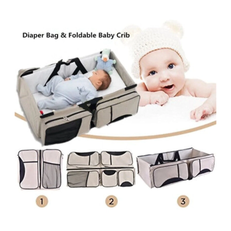BOLSO PAÑALERA CUNA CAMBIADOR 3EN1 BEBE PORTATIL BEIGE - 10