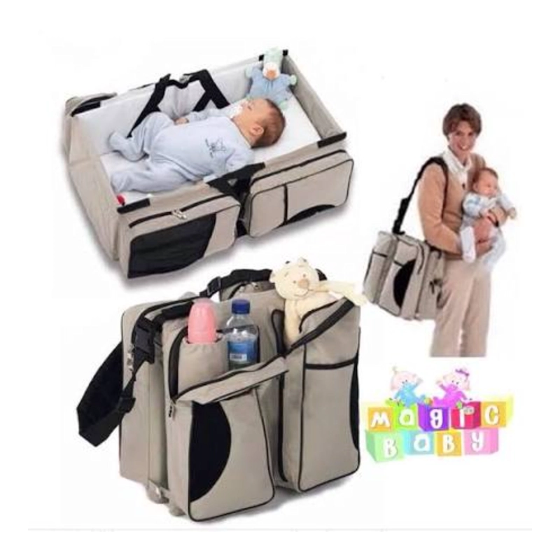 BOLSO PAÑALERA CUNA CAMBIADOR 3EN1 BEBE PORTATIL BEIGE - 3