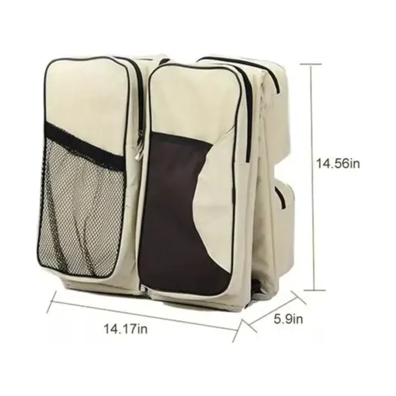 BOLSO PAÑALERA CUNA CAMBIADOR 3EN1 BEBE PORTATIL BEIGE - 8