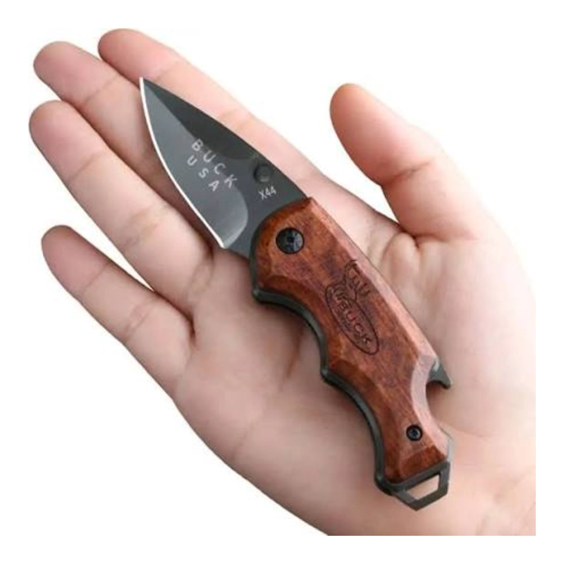 CUCHILLO PLEGABLE BUCK X44 HOJA TITANIO MANGO MADERA - 1