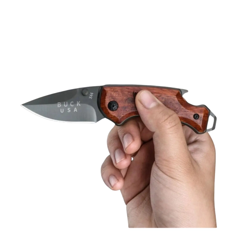 CUCHILLO PLEGABLE BUCK X44 HOJA TITANIO MANGO MADERA - 4