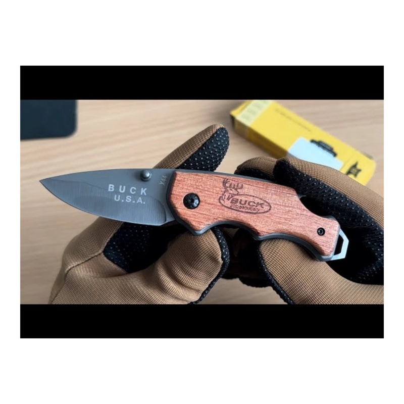 CUCHILLO PLEGABLE BUCK X44 HOJA TITANIO MANGO MADERA - 5