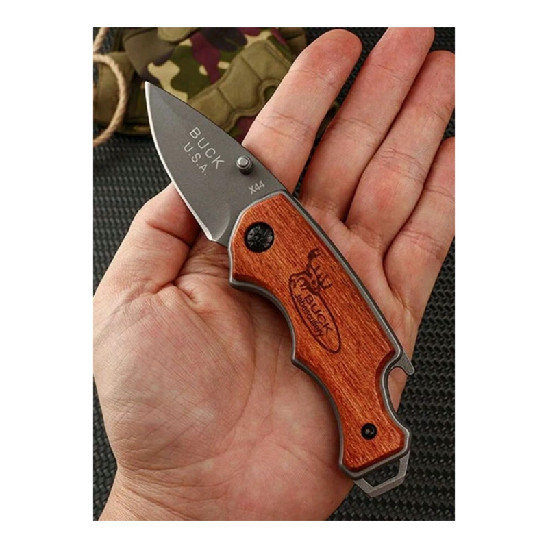 CUCHILLO PLEGABLE BUCK X44 HOJA TITANIO MANGO MADERA - 6