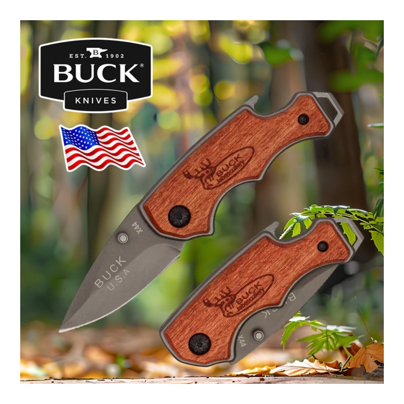 CUCHILLO PLEGABLE BUCK X44 HOJA TITANIO MANGO MADERA - 7