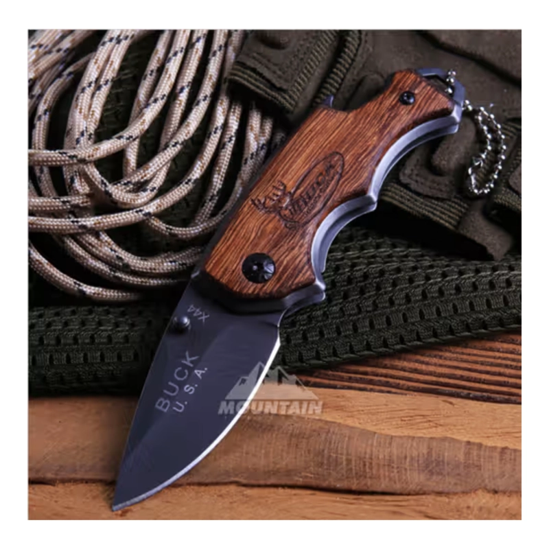 CUCHILLO PLEGABLE BUCK X44 HOJA TITANIO MANGO MADERA - 9