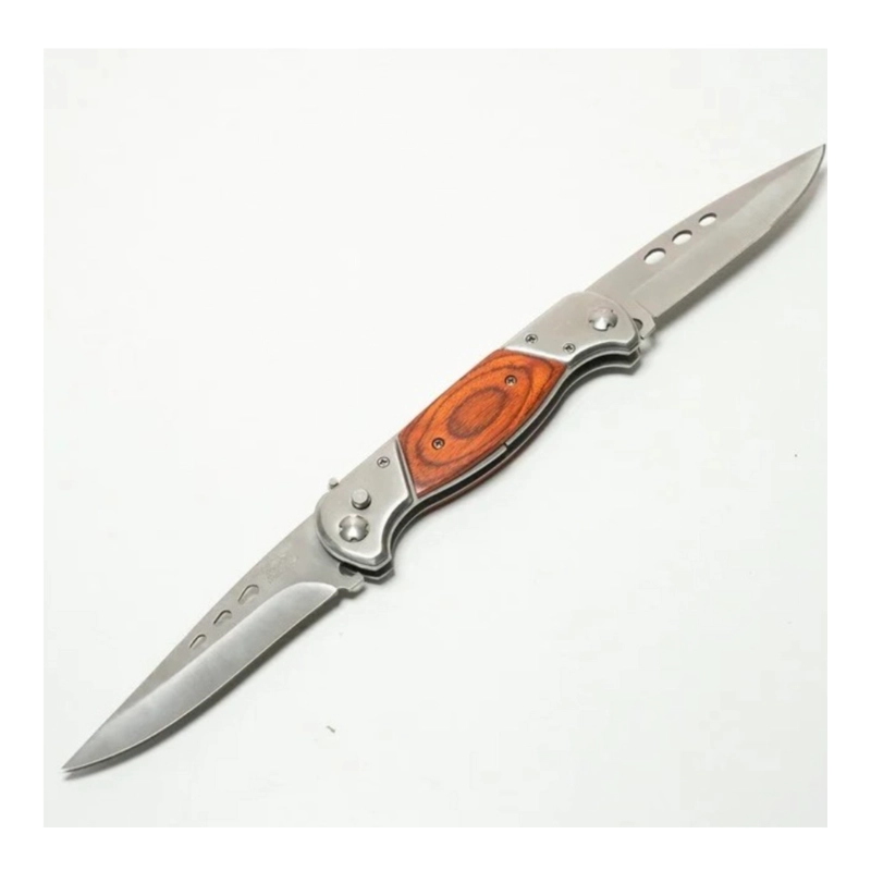 NAVAJA DOBLE PLEGABLE MANGO MADERA AUTOMATICA - 4