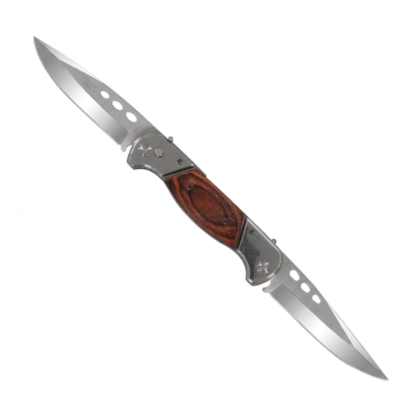 NAVAJA DOBLE PLEGABLE MANGO MADERA AUTOMATICA - 5