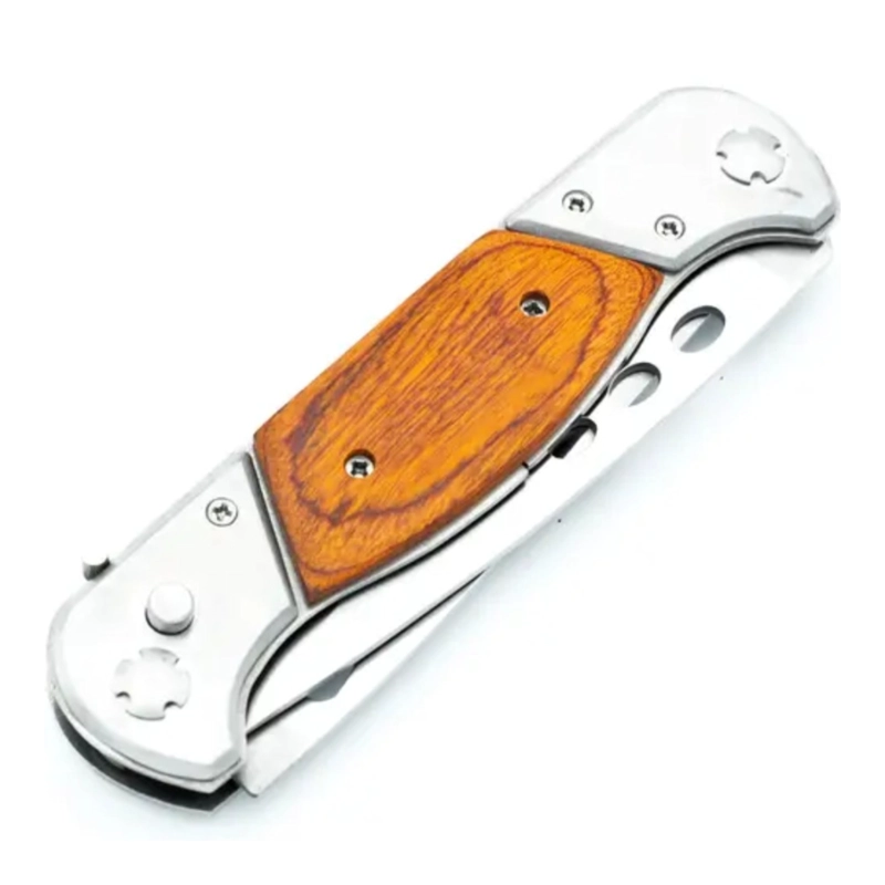 NAVAJA DOBLE PLEGABLE MANGO MADERA AUTOMATICA - 8