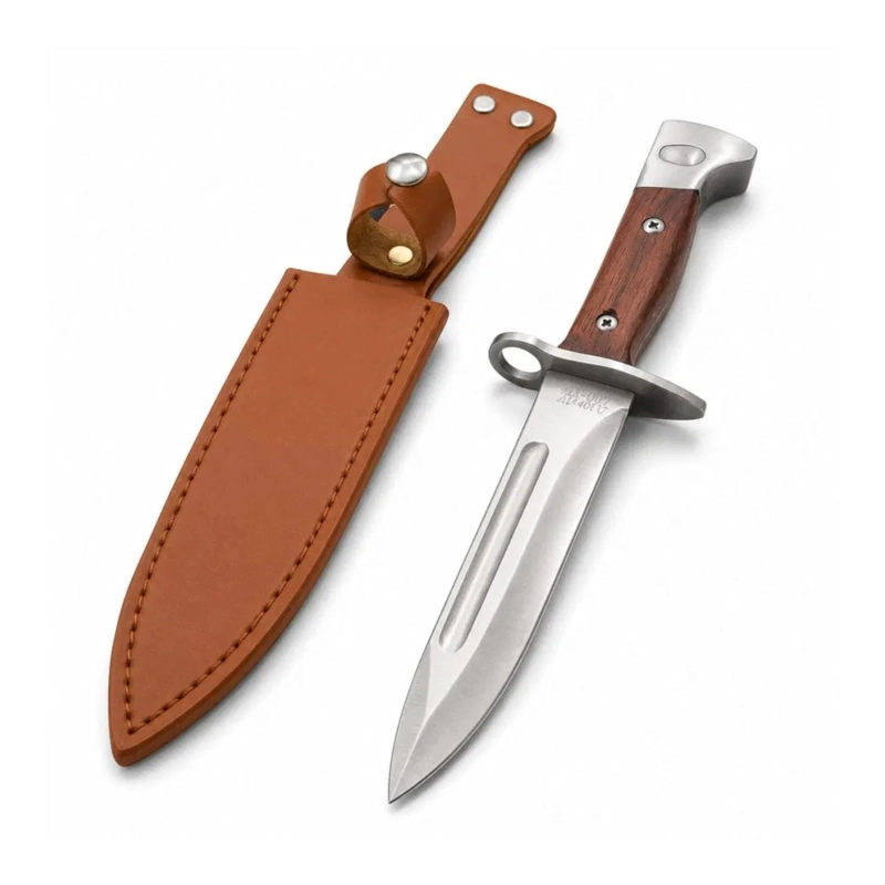 CUCHILLO SUPERVIVENCIA HOJA FIJA MANGO MADERA BAYONETA - 2