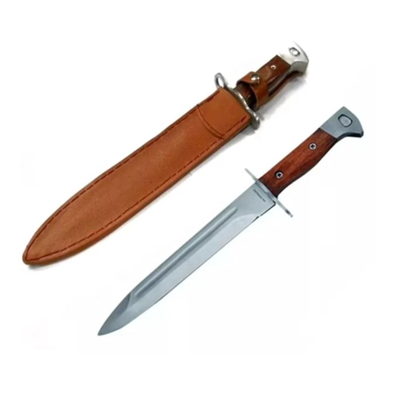 CUCHILLO SUPERVIVENCIA HOJA FIJA MANGO MADERA BAYONETA - 3