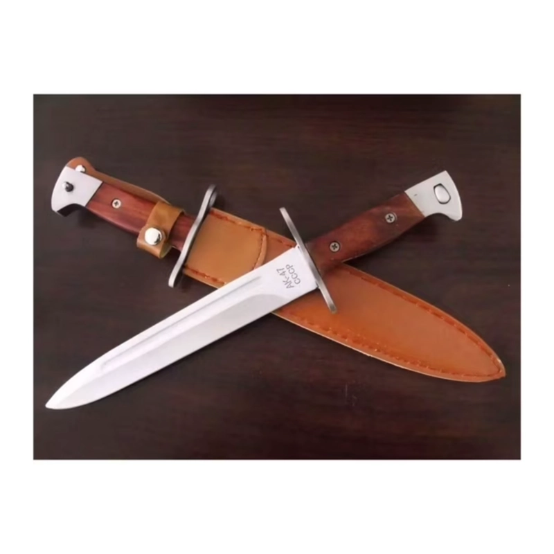 CUCHILLO SUPERVIVENCIA HOJA FIJA MANGO MADERA BAYONETA - 6
