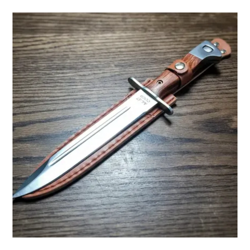 CUCHILLO SUPERVIVENCIA HOJA FIJA MANGO MADERA BAYONETA - 7