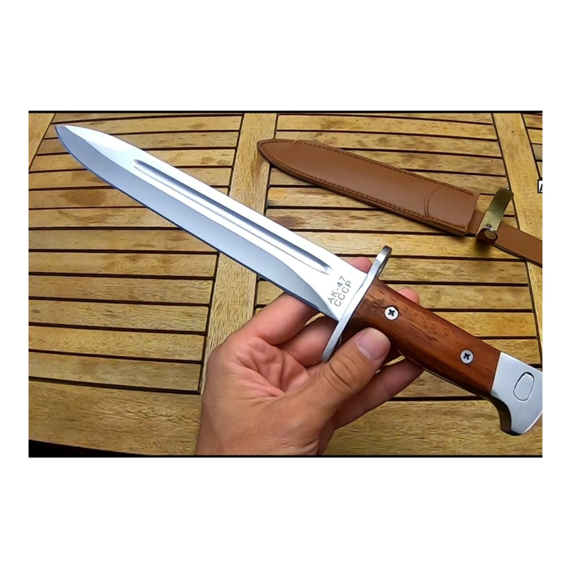 CUCHILLO SUPERVIVENCIA HOJA FIJA MANGO MADERA BAYONETA - 8
