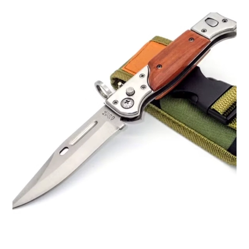 NAVAJA AK47 AUTOMATICO PLEGABLE MANGO MADERA HOJA ACERO - 2