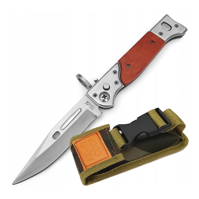 NAVAJA AK47 AUTOMATICO PLEGABLE MANGO MADERA HOJA ACERO - 4