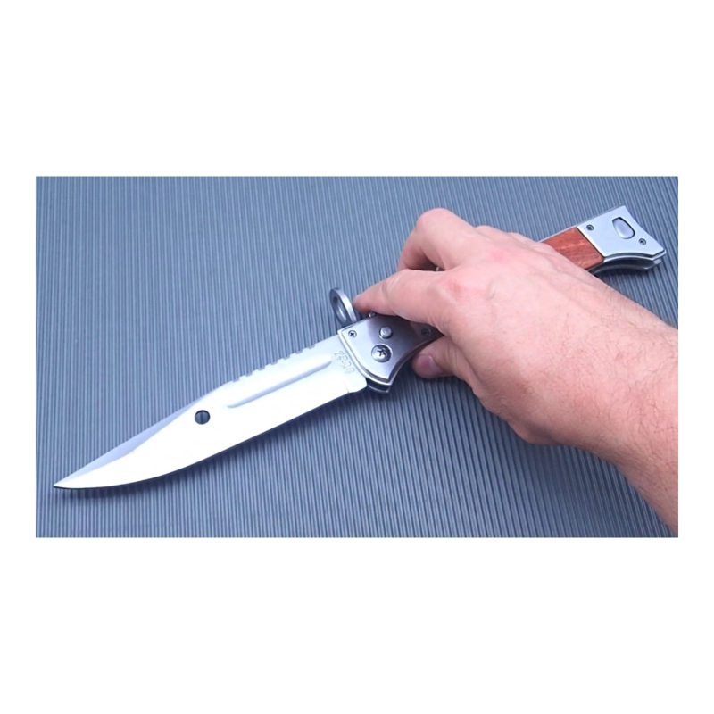 NAVAJA AK47 AUTOMATICO PLEGABLE MANGO MADERA HOJA ACERO - 5