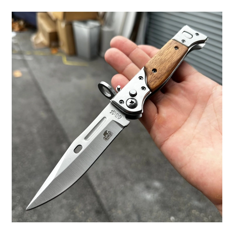 NAVAJA AK47 AUTOMATICO PLEGABLE MANGO MADERA HOJA ACERO - 6