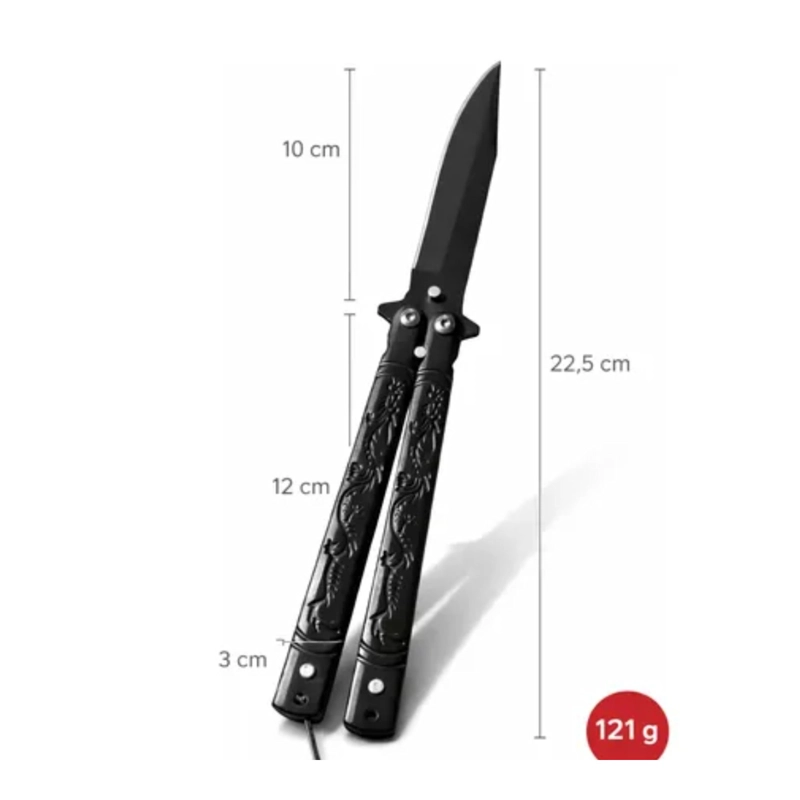 CUCHILLO MARIPOSA NEGRO PLEGABLE BALISONG BAMBU ENTRENAMIENT - 5