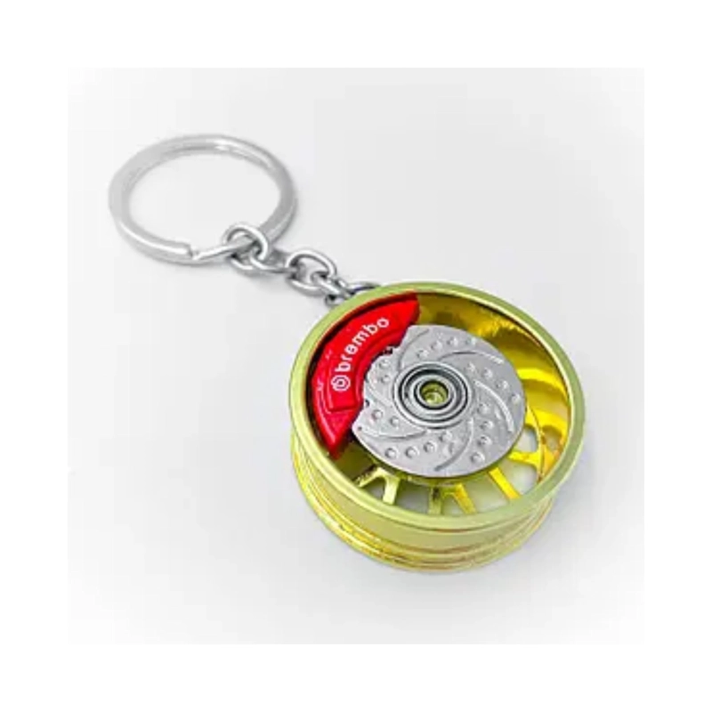 LLAVERO DISCO FRENO GIRATORIO METAL AMARILLO - 1
