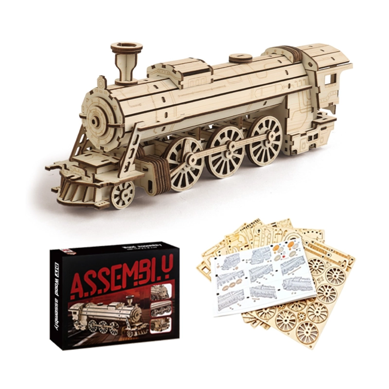 LOCOMOTORA VAPOR MADERA PUZZLE 3D DIY TREN - 2