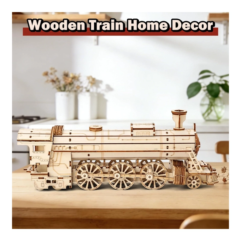 LOCOMOTORA VAPOR MADERA PUZZLE 3D DIY TREN - 3