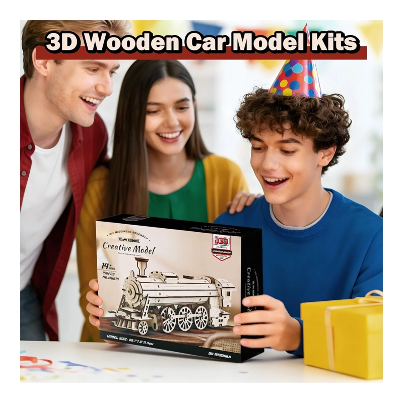LOCOMOTORA VAPOR MADERA PUZZLE 3D DIY TREN - 8