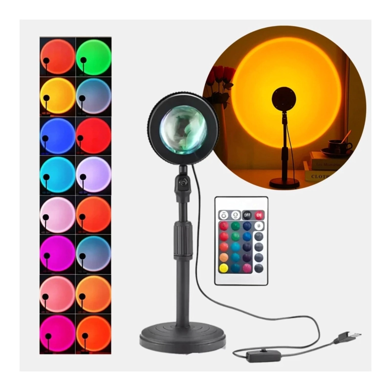 SUNSET LAMP 16 COLORES LED RGB CON CONTROL USB - 2