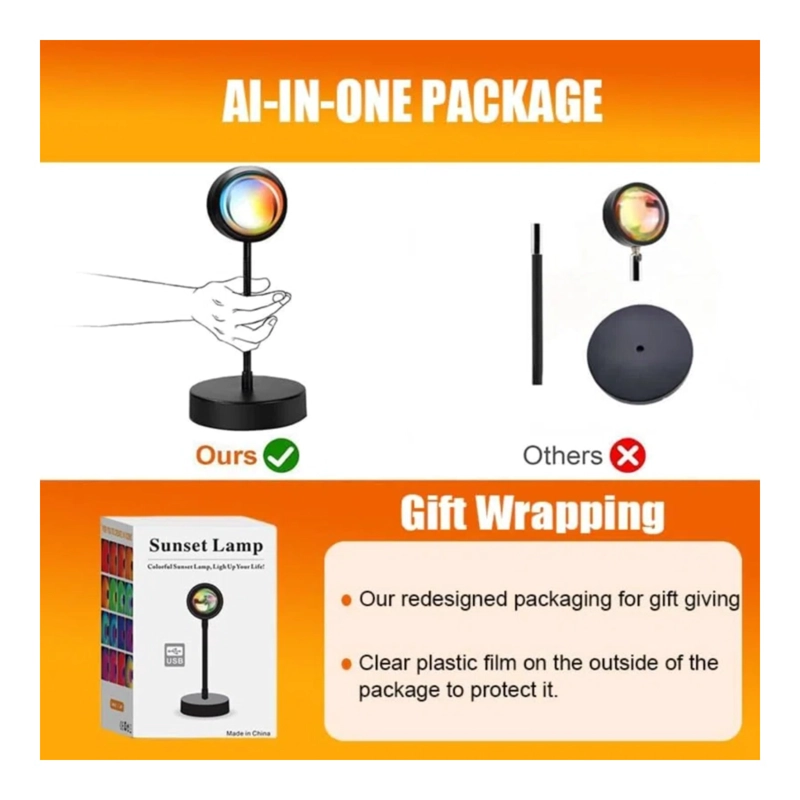 SUNSET LAMP 16 COLORES LED RGB CON CONTROL USB - 8