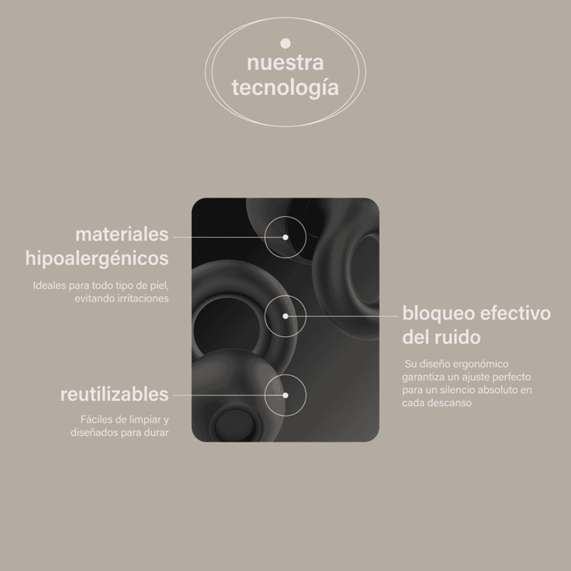 TAPONES PARA OIDOS REUTILIZABLES E HIPOALERGENICOS SILICONA 30 DB - 2