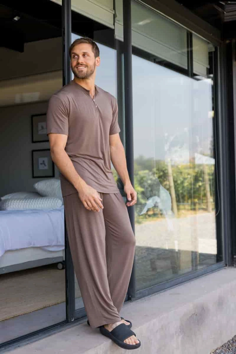 SET PIJAMA LARGO HOMBRE 100% BAMBU ULTRASUAVE - 1