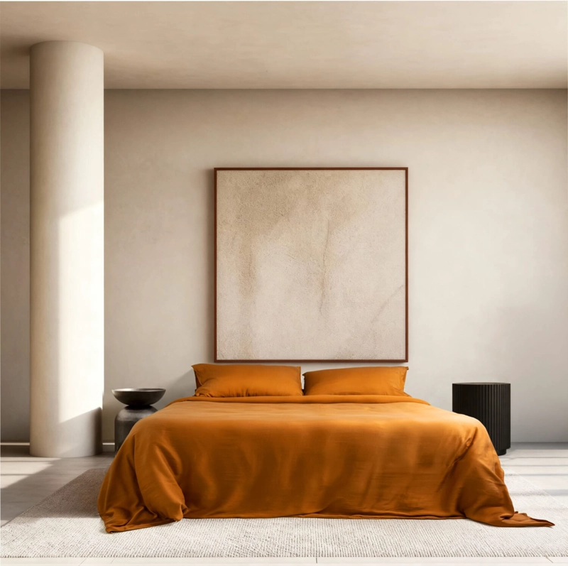 FUNDA DE PLUMON WASHED TENCEL | KING | TERRACOTA - 1