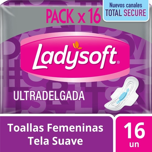 TOALLA FEMENINA LADYSOFT ULTRADELGADA TELA SUAVE 16 UN - 1