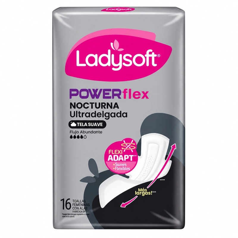 TOALLA FEMENINA LADYSOFT ULTRADELGADA POWERFLEX NOCTURNA 16U - 3